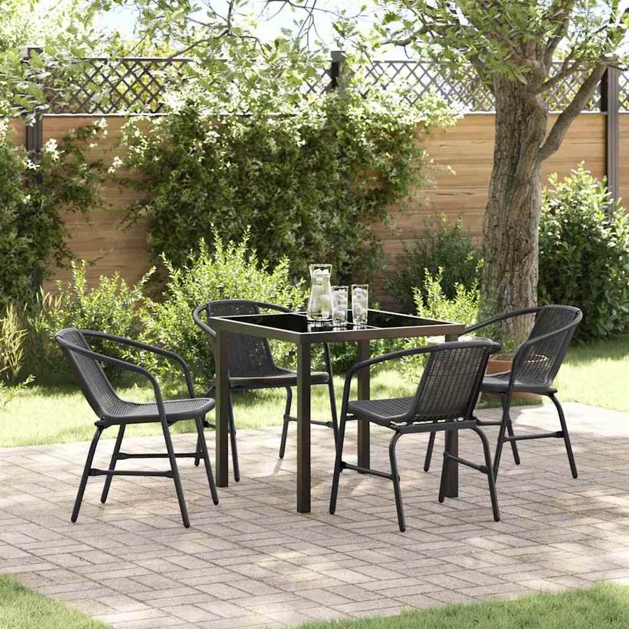 Ensemble de salle à manger pour jardin 5 pcs Noir