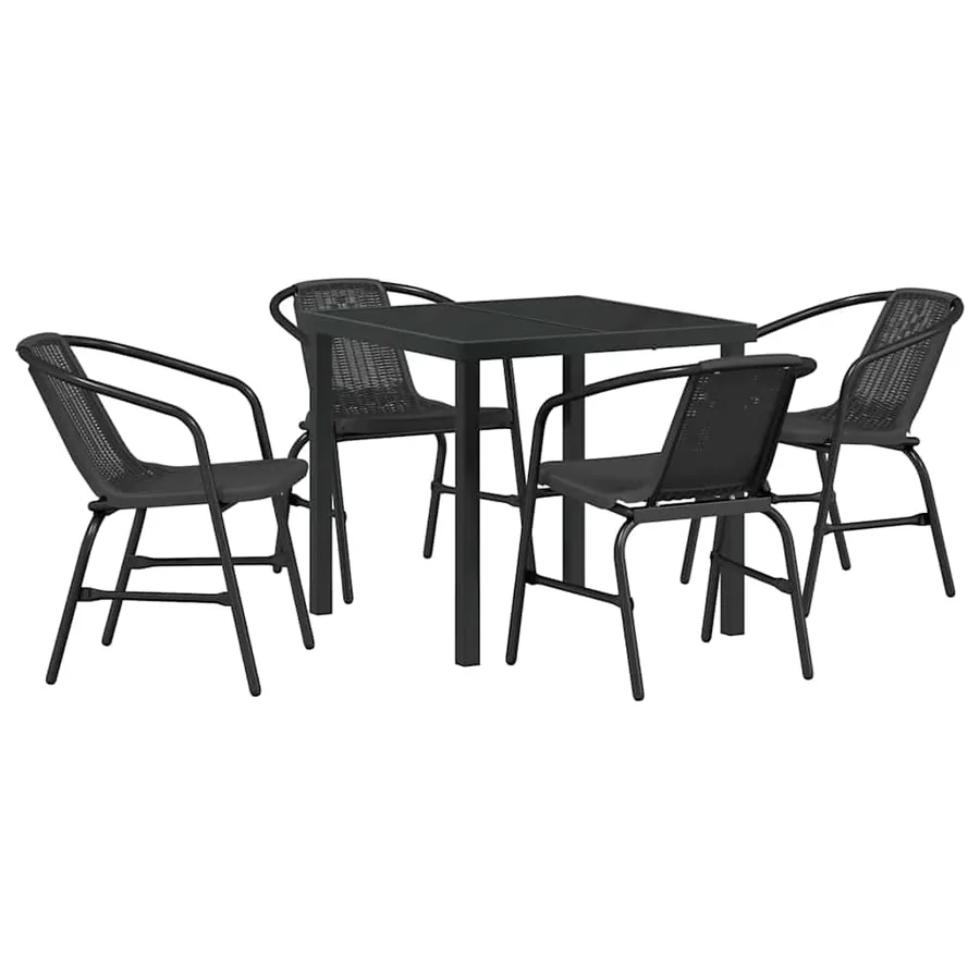 Ensemble de salle à manger pour jardin 5 pcs Noir - 2