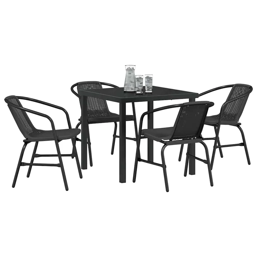 Ensemble de salle à manger pour jardin 5 pcs Noir - 3