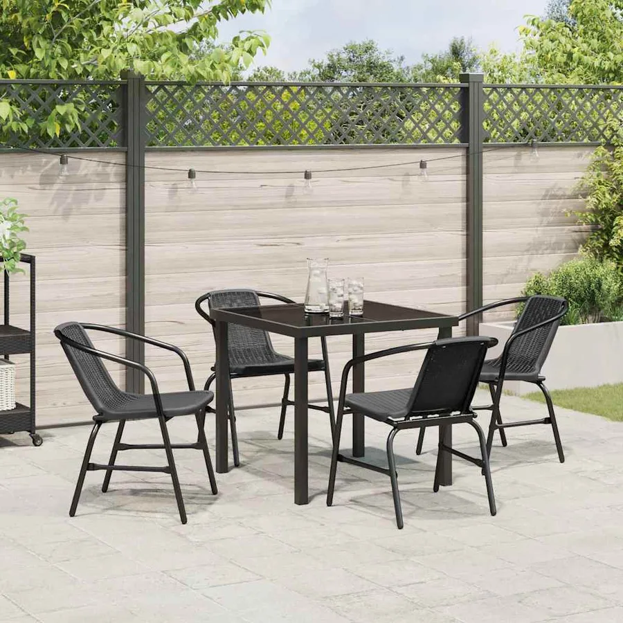 Ensemble de salle à manger pour jardin 5 pcs Noir - 4