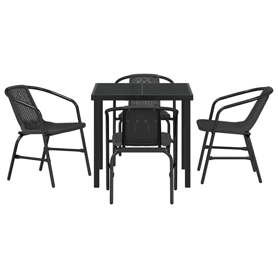 Ensemble de salle à manger pour jardin 5 pcs Noir - 7