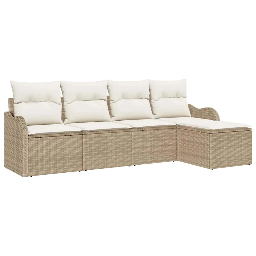 Ensemble de canapé de jardin 5 pcs Beige Poly rotin - 2