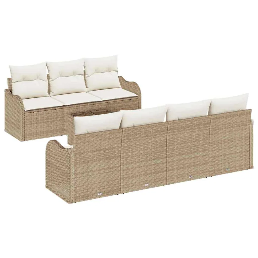 Ensemble de canapé de jardin avec coussin 8 pcs Beige et crème - 2
