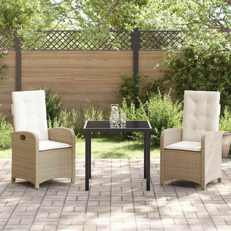 Ensemble de salle à manger pour jardin 3 pcs Beige polyrotin - 4