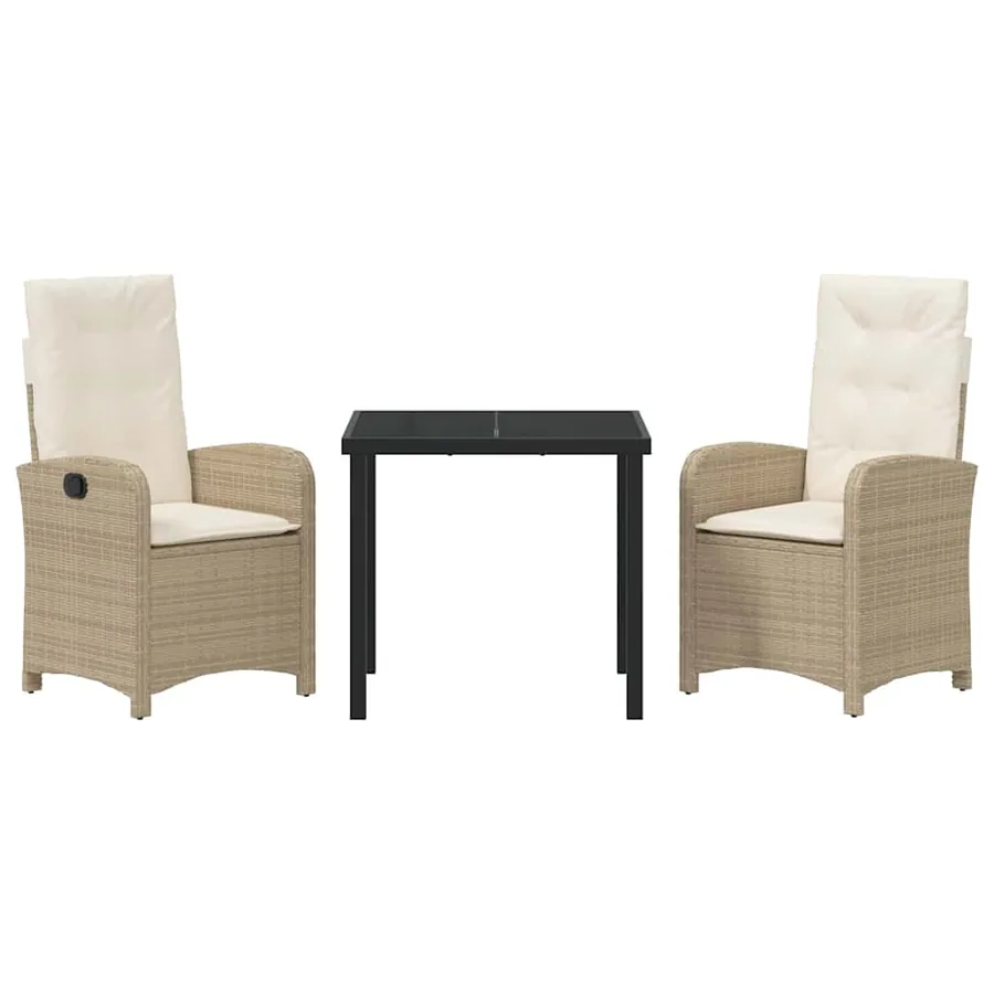 Ensemble de salle à manger pour jardin 3 pcs Beige polyrotin - 7