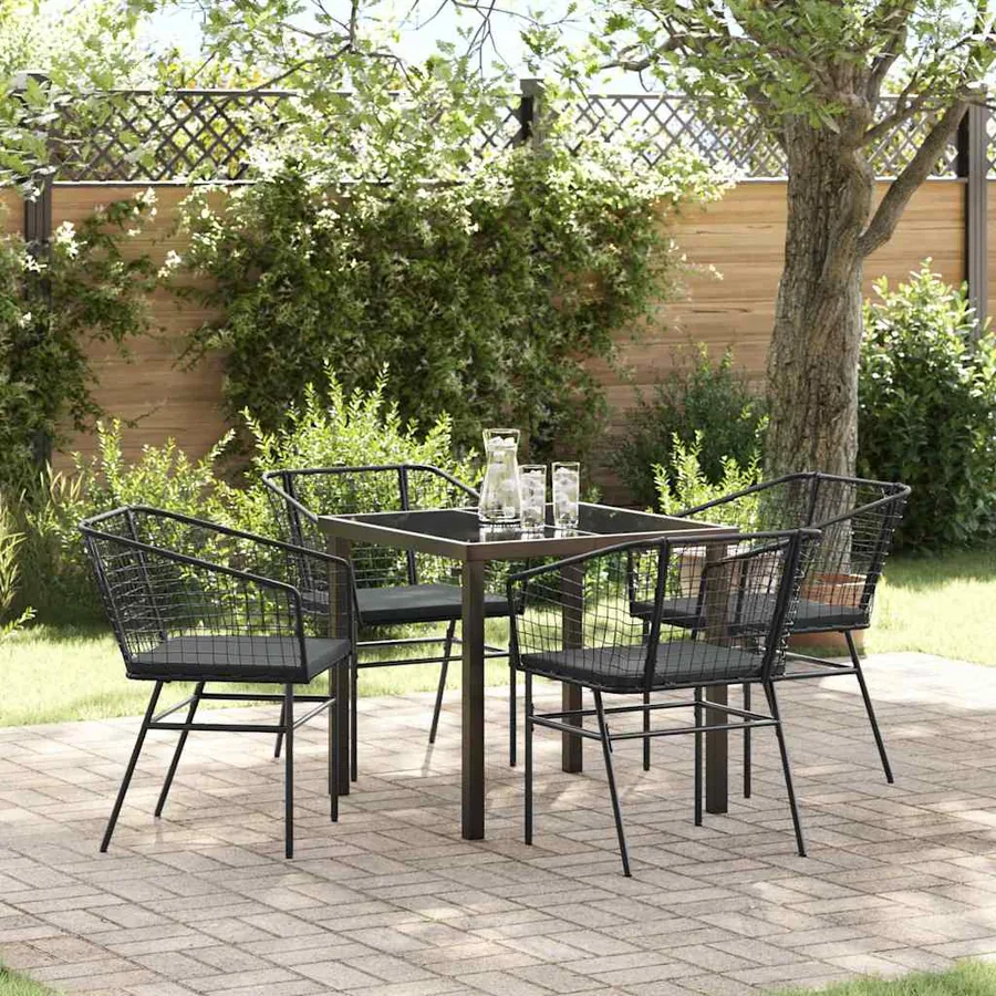 Ensemble de salle à manger pour jardin 5 pcs Noir polyrotin