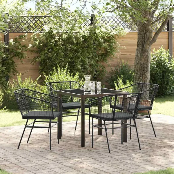 Ensemble de salle à manger pour jardin 5 pcs Noir polyrotin
