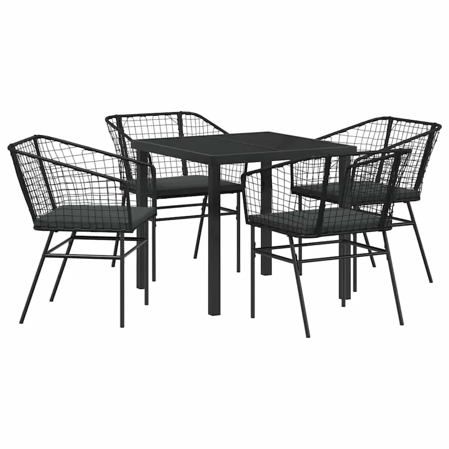 Ensemble de salle à manger pour jardin 5 pcs Noir polyrotin - 2