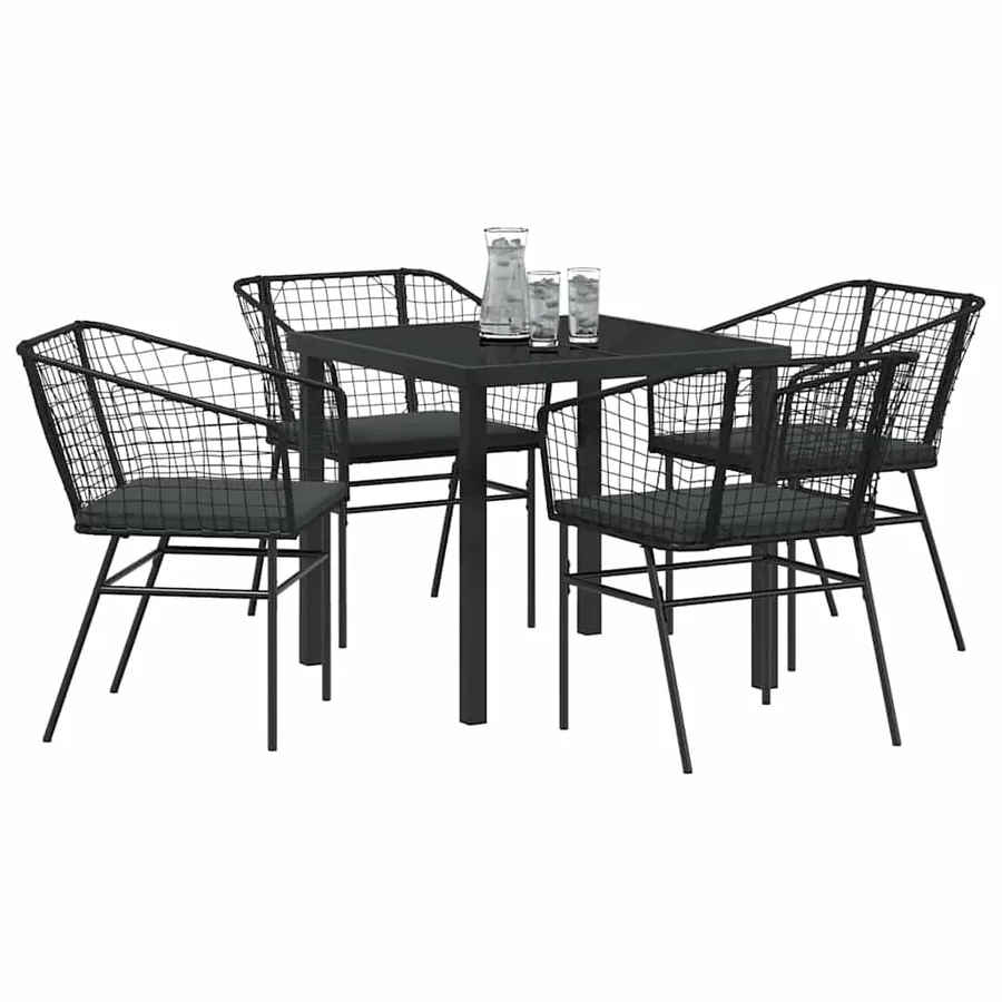 Ensemble de salle à manger pour jardin 5 pcs Noir polyrotin - 3