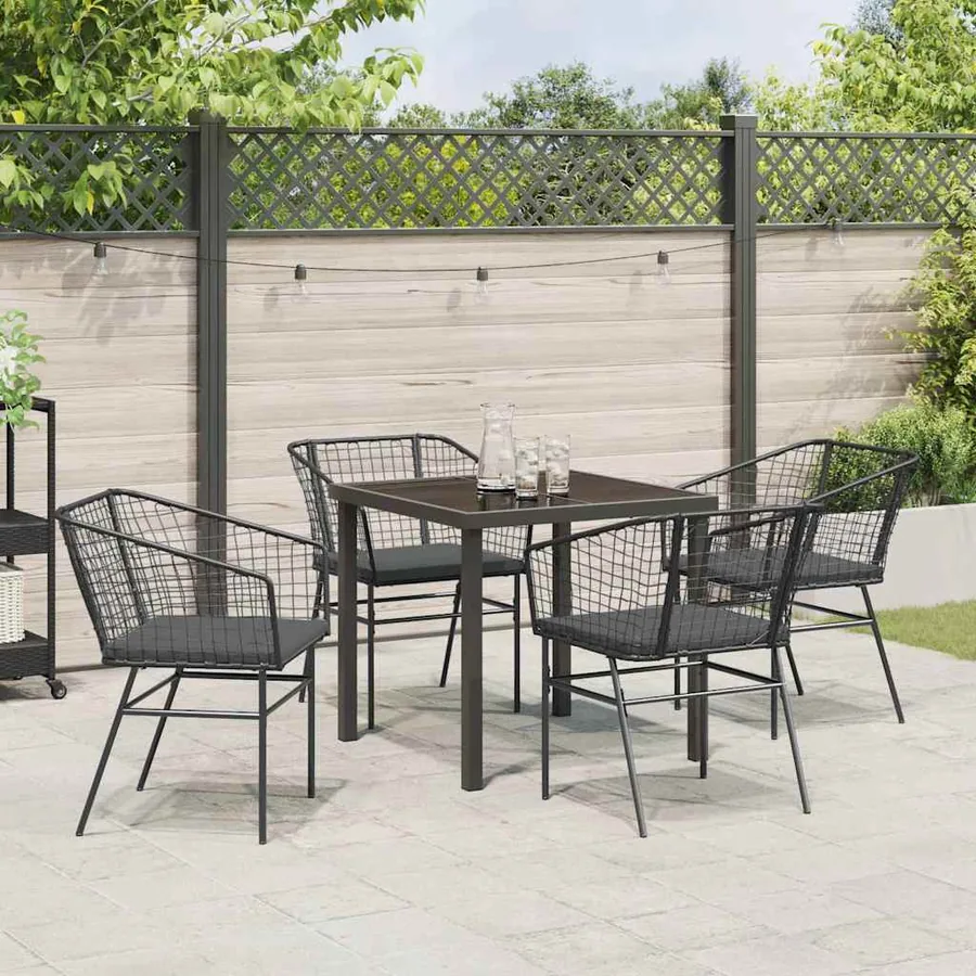 Ensemble de salle à manger pour jardin 5 pcs Noir polyrotin - 4