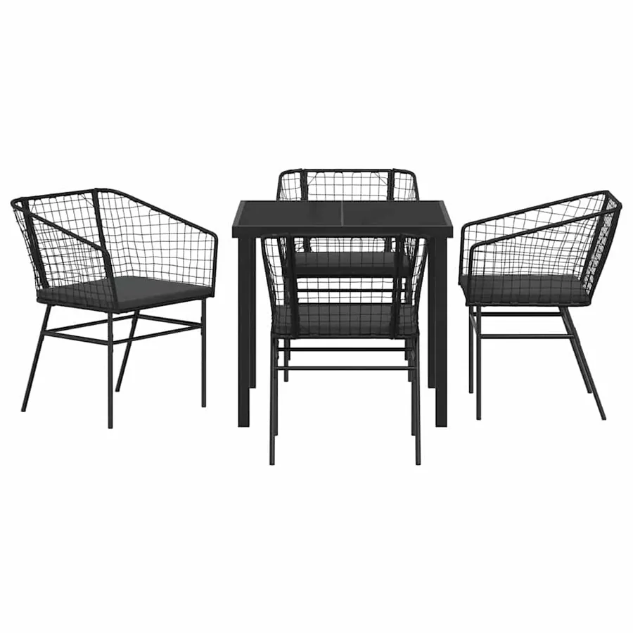 Ensemble de salle à manger pour jardin 5 pcs Noir polyrotin - 7