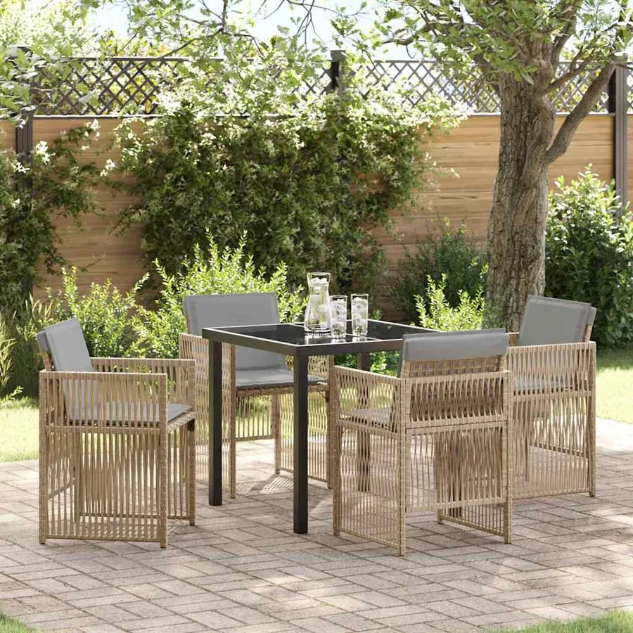 Ensemble de salle à manger pour jardin 5 pcs Beige