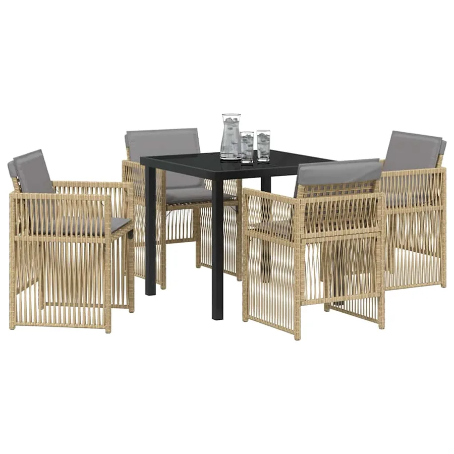 Ensemble de salle à manger pour jardin 5 pcs Beige - 3