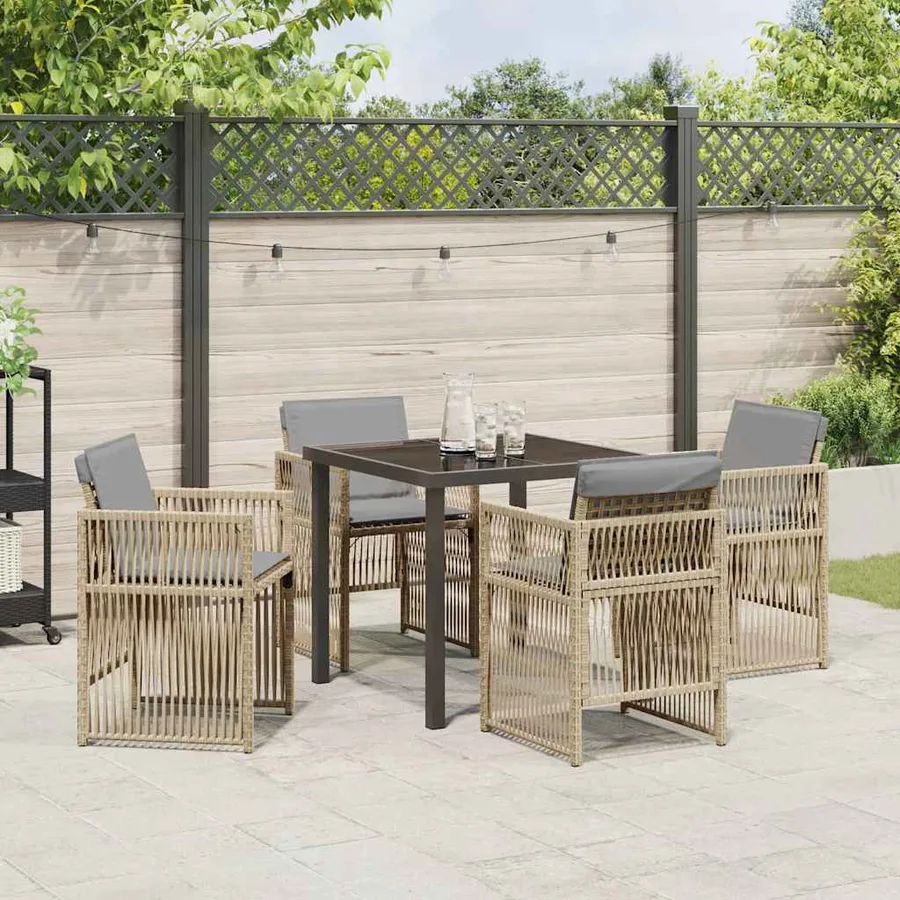 Ensemble de salle à manger pour jardin 5 pcs Beige - 4