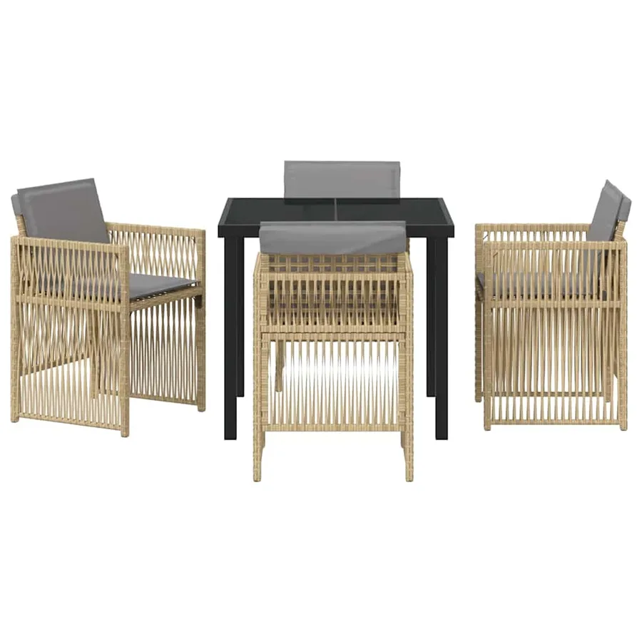 Ensemble de salle à manger pour jardin 5 pcs Beige - 7