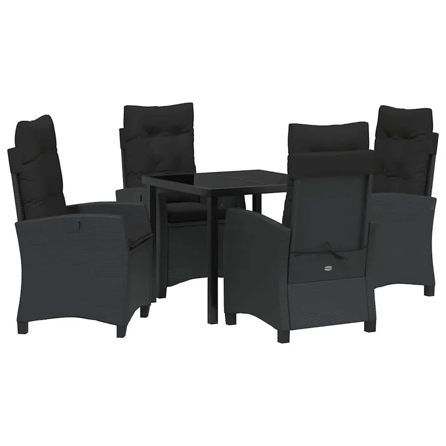 Ensemble de salle à manger pour jardin 5 pcs Noir polyrotin - 2