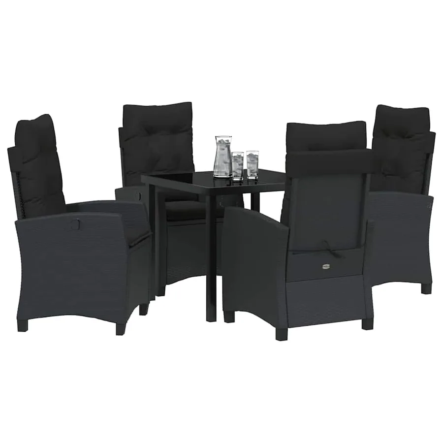Ensemble de salle à manger pour jardin 5 pcs Noir polyrotin - 3