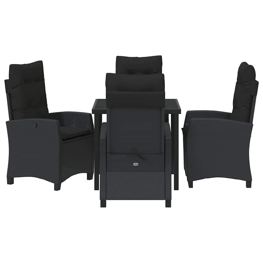 Ensemble de salle à manger pour jardin 5 pcs Noir polyrotin - 7