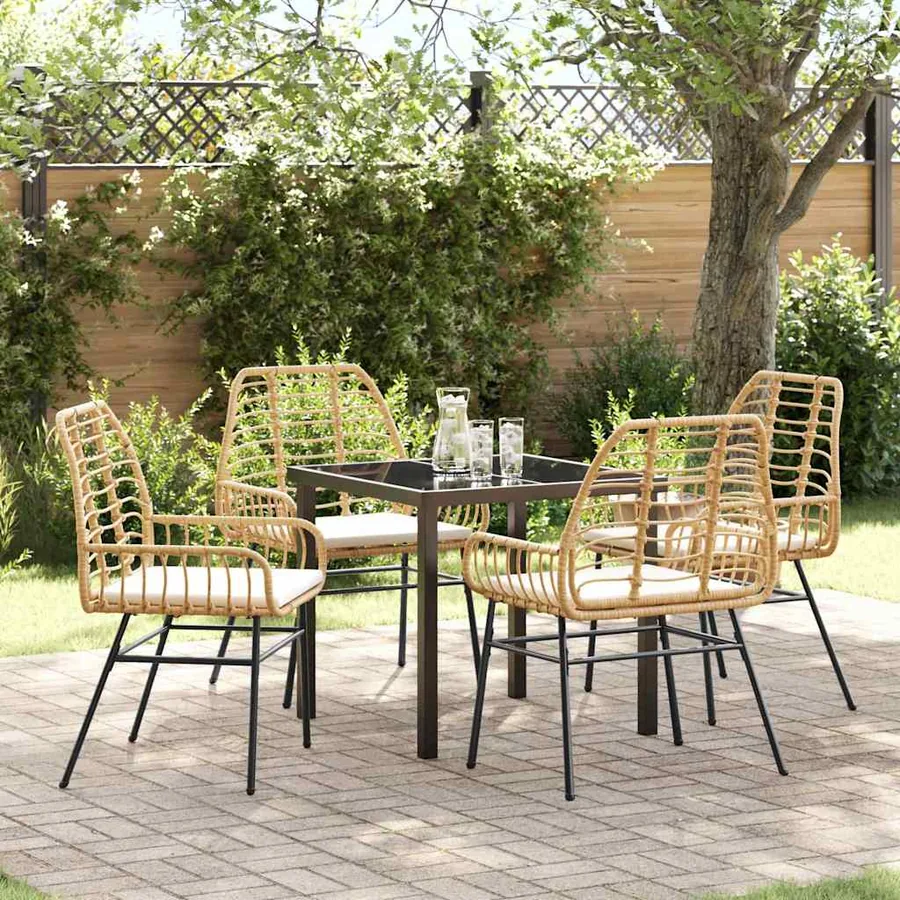 Ensemble de salle à manger pour jardin 5 pcs Marron polyrotin