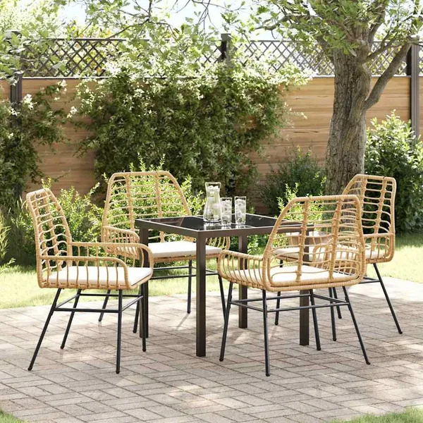 Ensemble de salle à manger pour jardin 5 pcs Marron polyrotin