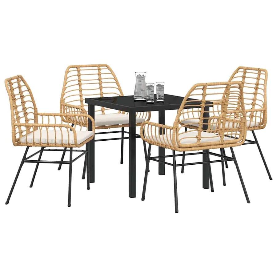 Ensemble de salle à manger pour jardin 5 pcs Marron polyrotin - 3