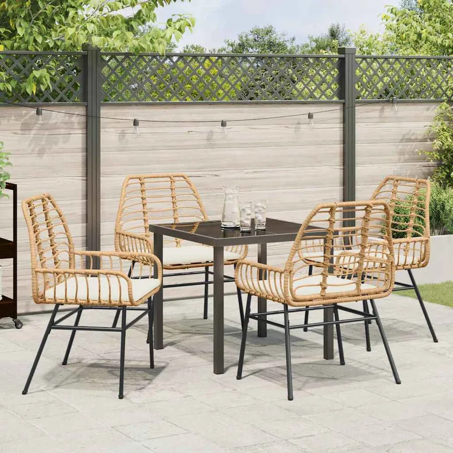 Ensemble de salle à manger pour jardin 5 pcs Marron polyrotin - 4