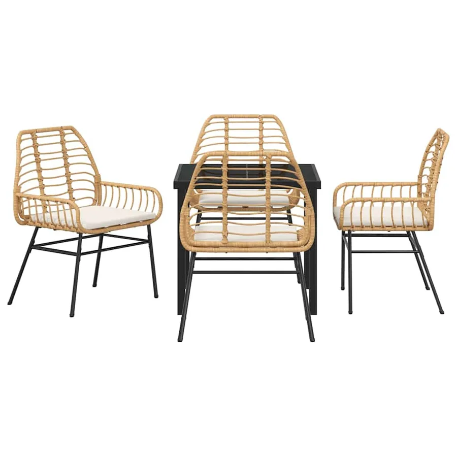 Ensemble de salle à manger pour jardin 5 pcs Marron polyrotin - 7