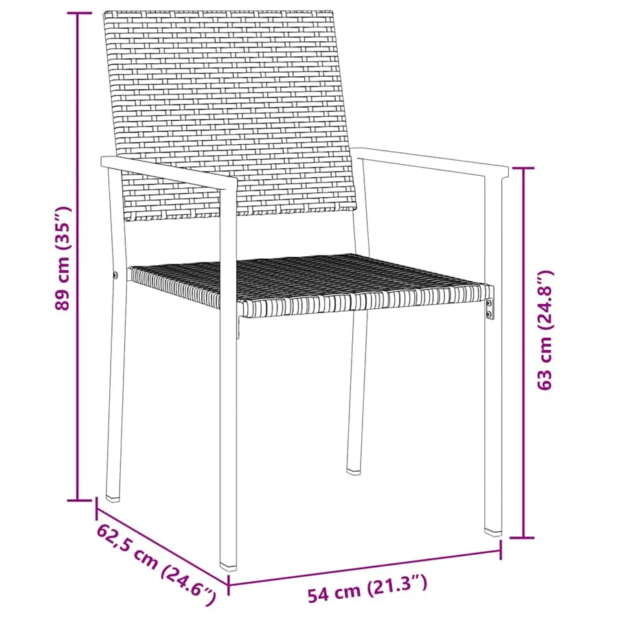 Ensemble de salle à manger pour jardin 3 pcs Noir Rotin PE - 10