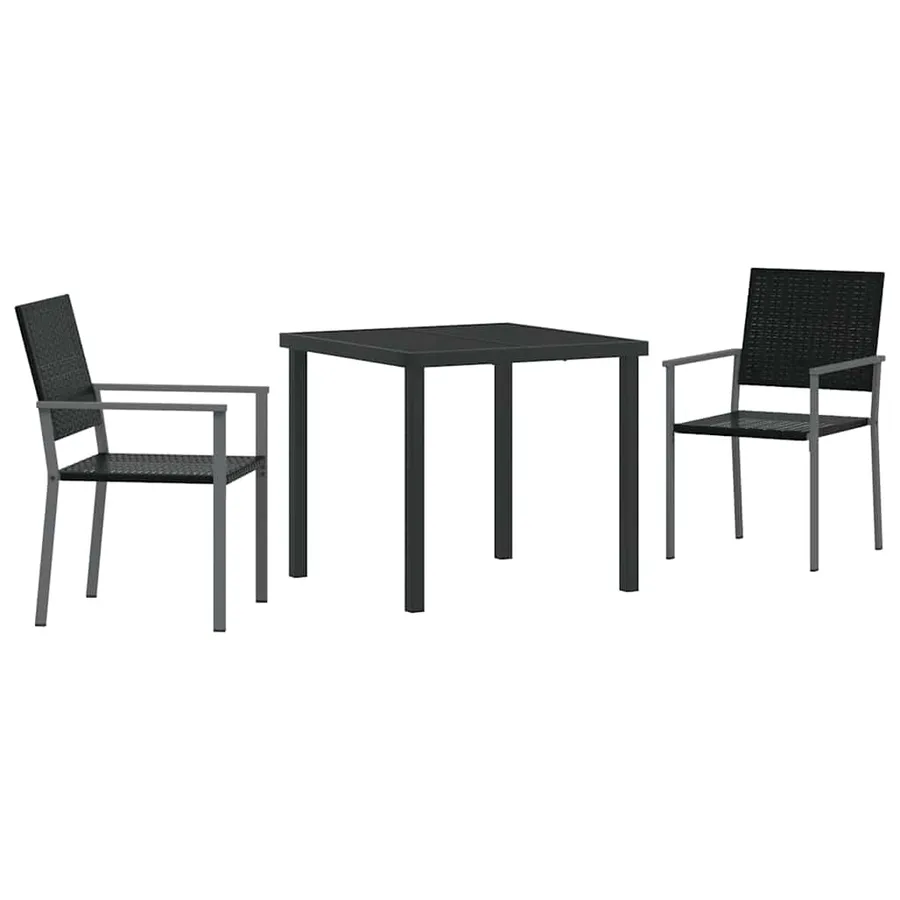 Ensemble de salle à manger pour jardin 3 pcs Noir Rotin PE - 2