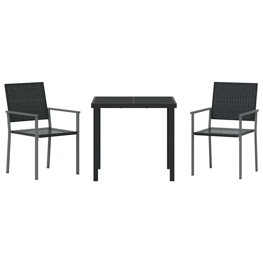 Ensemble de salle à manger pour jardin 3 pcs Noir Rotin PE - 7