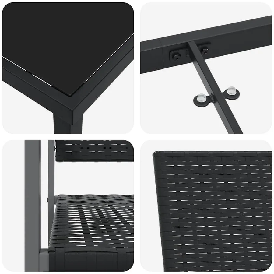 Ensemble de salle à manger pour jardin 3 pcs Noir Rotin PE - 9