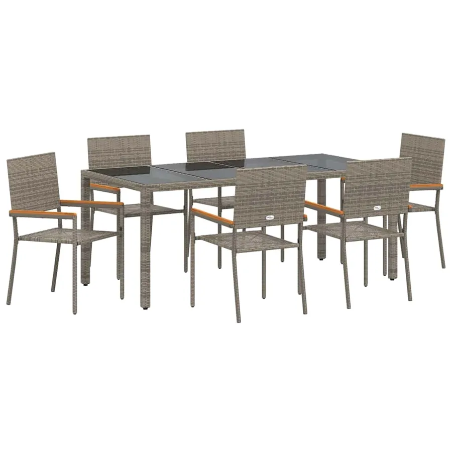 Ensemble de salle à manger pour jardin 7 pcs Gris polyrotin - 2