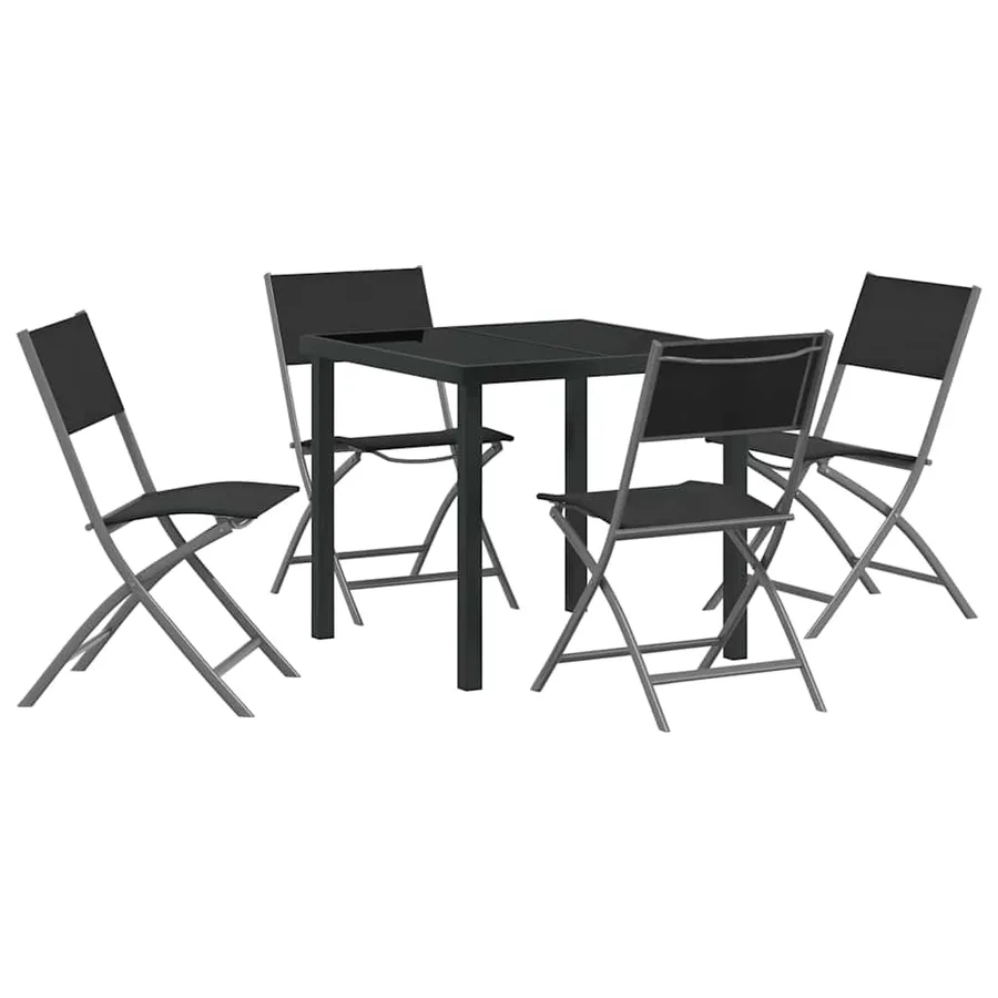 Ensemble de salle à manger pour jardin 5 pcs Noir - 2