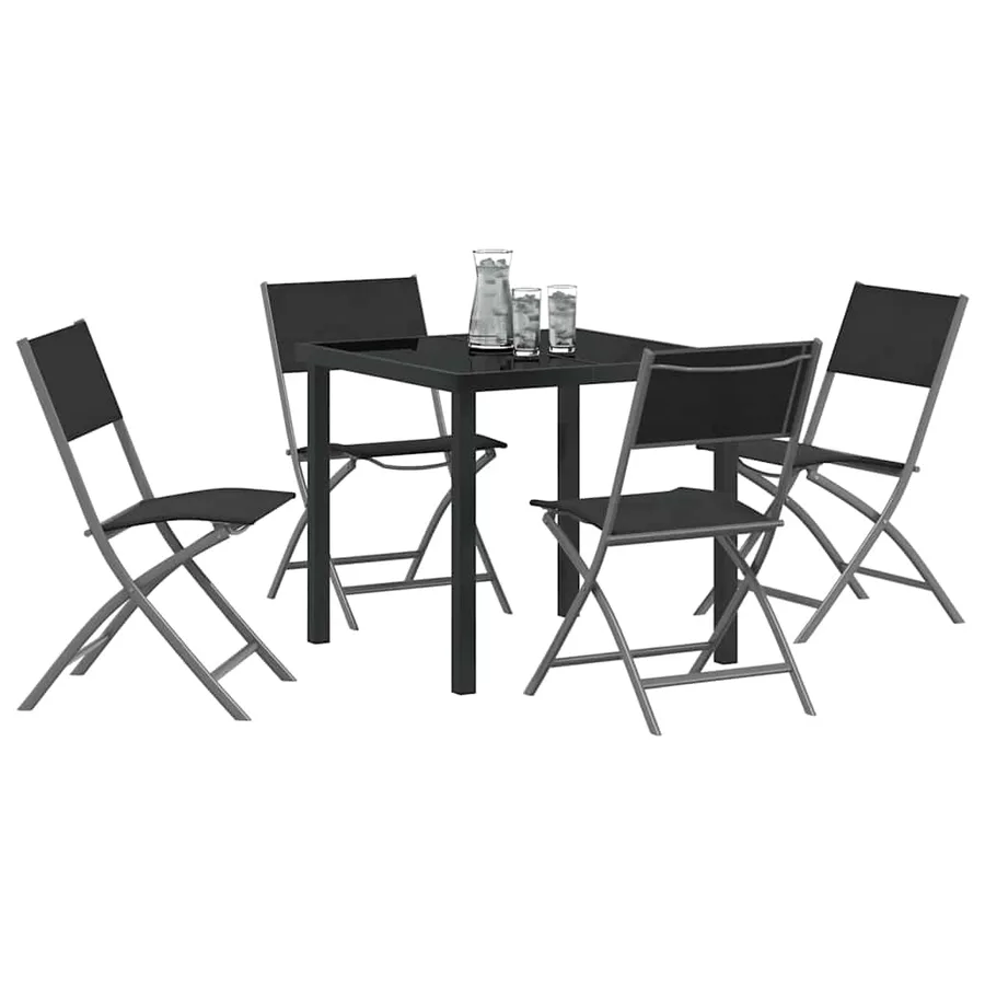 Ensemble de salle à manger pour jardin 5 pcs Noir - 3