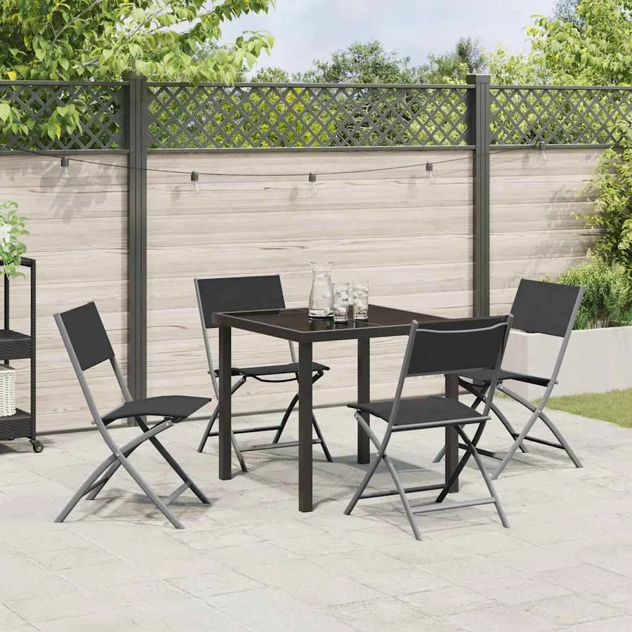 Ensemble de salle à manger pour jardin 5 pcs Noir - 4