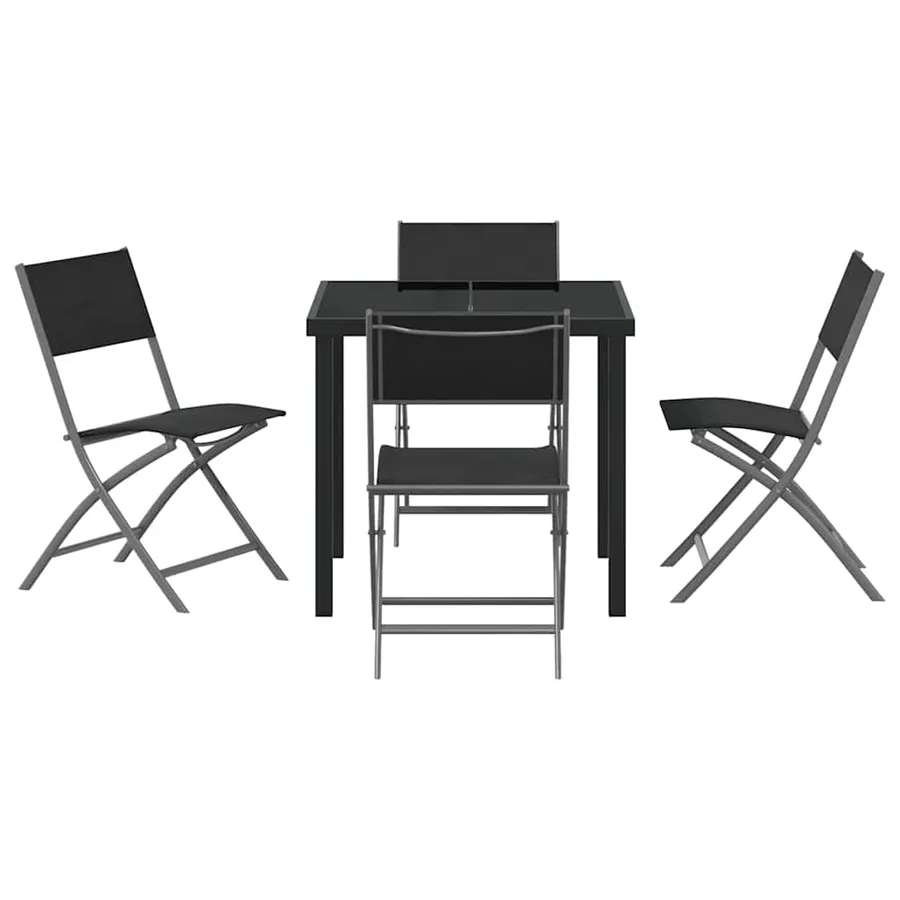 Ensemble de salle à manger pour jardin 5 pcs Noir - 7