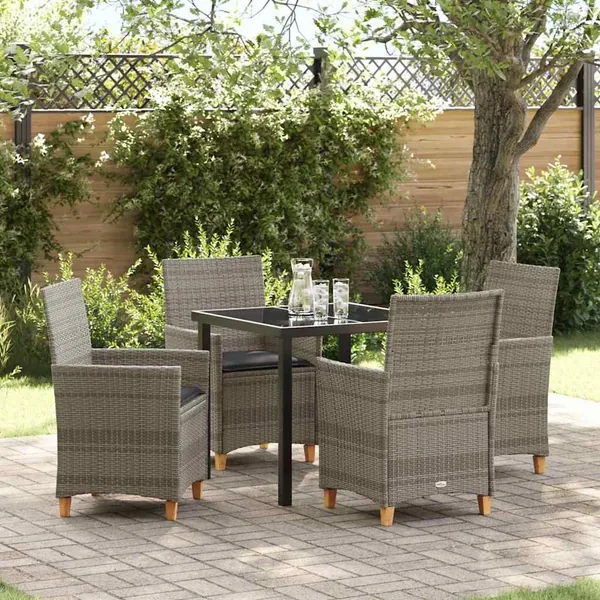 Ensemble de salle à manger pour jardin 5 pcs Gris polyrotin