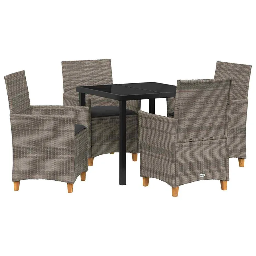 Ensemble de salle à manger pour jardin 5 pcs Gris polyrotin - 2