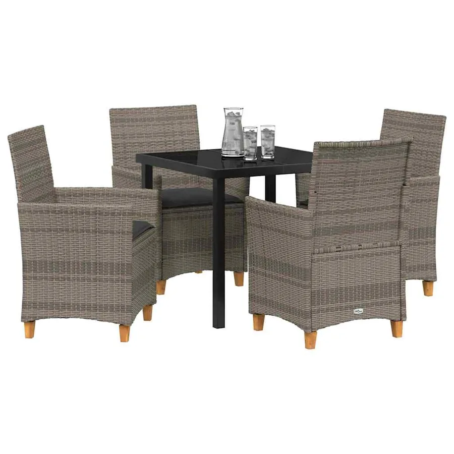 Ensemble de salle à manger pour jardin 5 pcs Gris polyrotin - 3