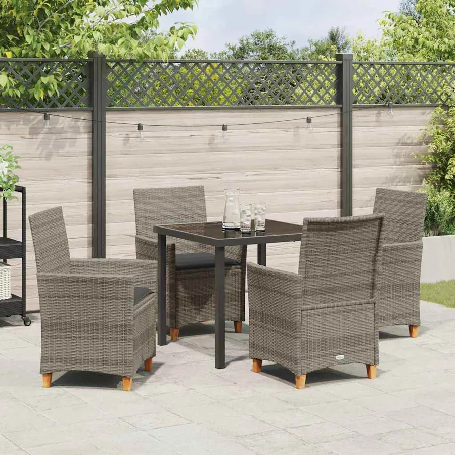 Ensemble de salle à manger pour jardin 5 pcs Gris polyrotin - 4