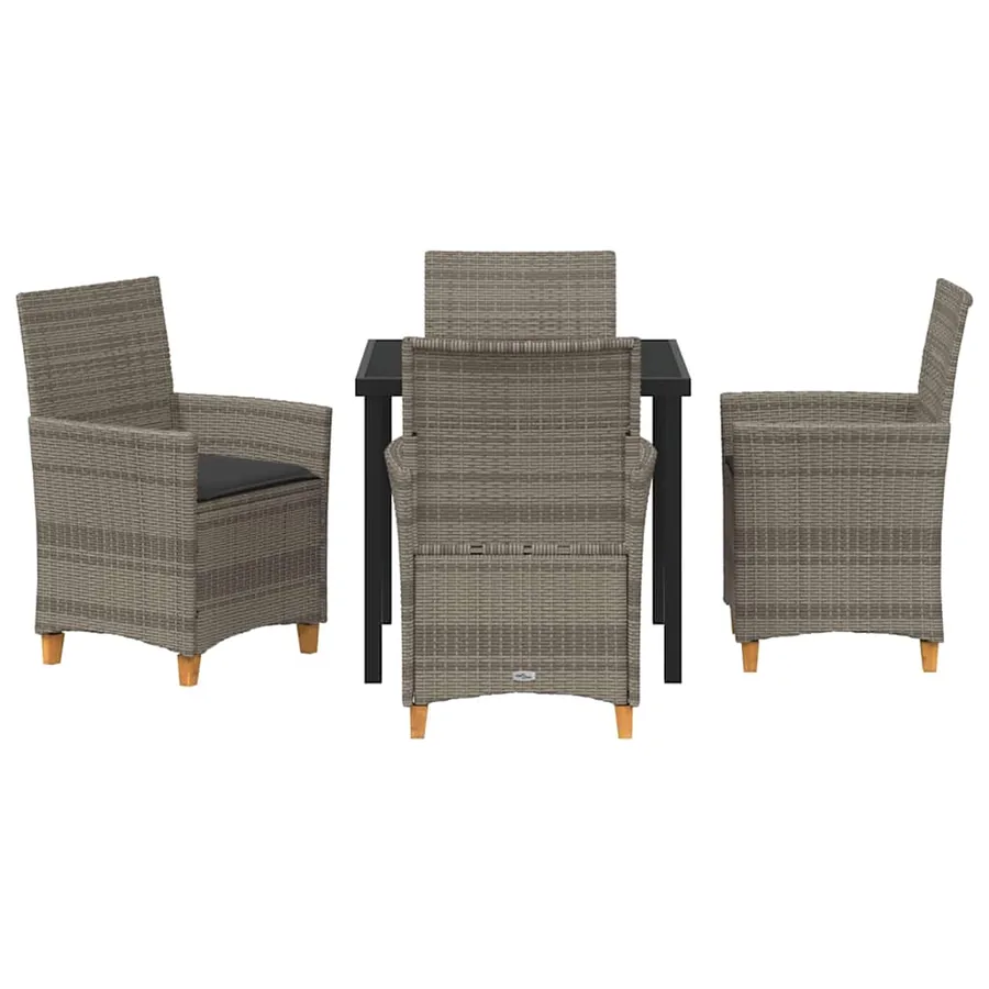 Ensemble de salle à manger pour jardin 5 pcs Gris polyrotin - 7