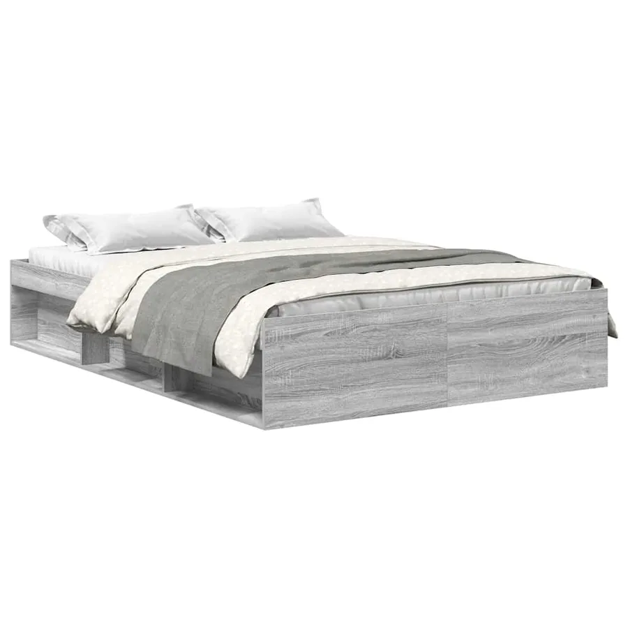 Cadre de lit sans matelas sonoma gris 135x190 cm - 2
