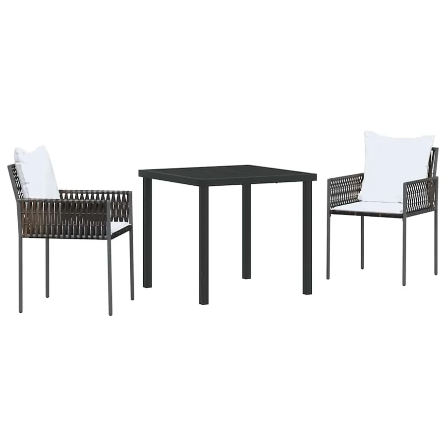 Ensemble de salle à manger pour jardin 3 pcs Marron et Noir - 2
