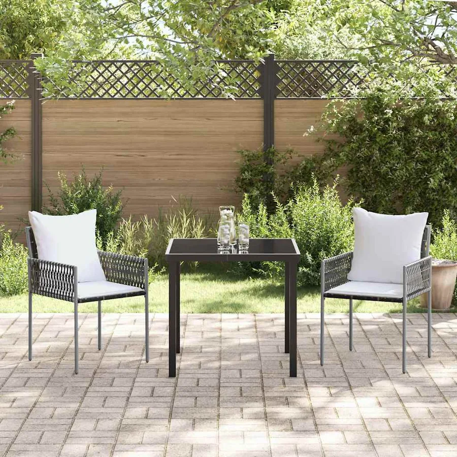 Ensemble de salle à manger pour jardin 3 pcs Marron et Noir - 4