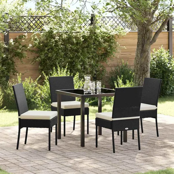 Ensemble de salle à manger pour jardin 5 pcs Noir