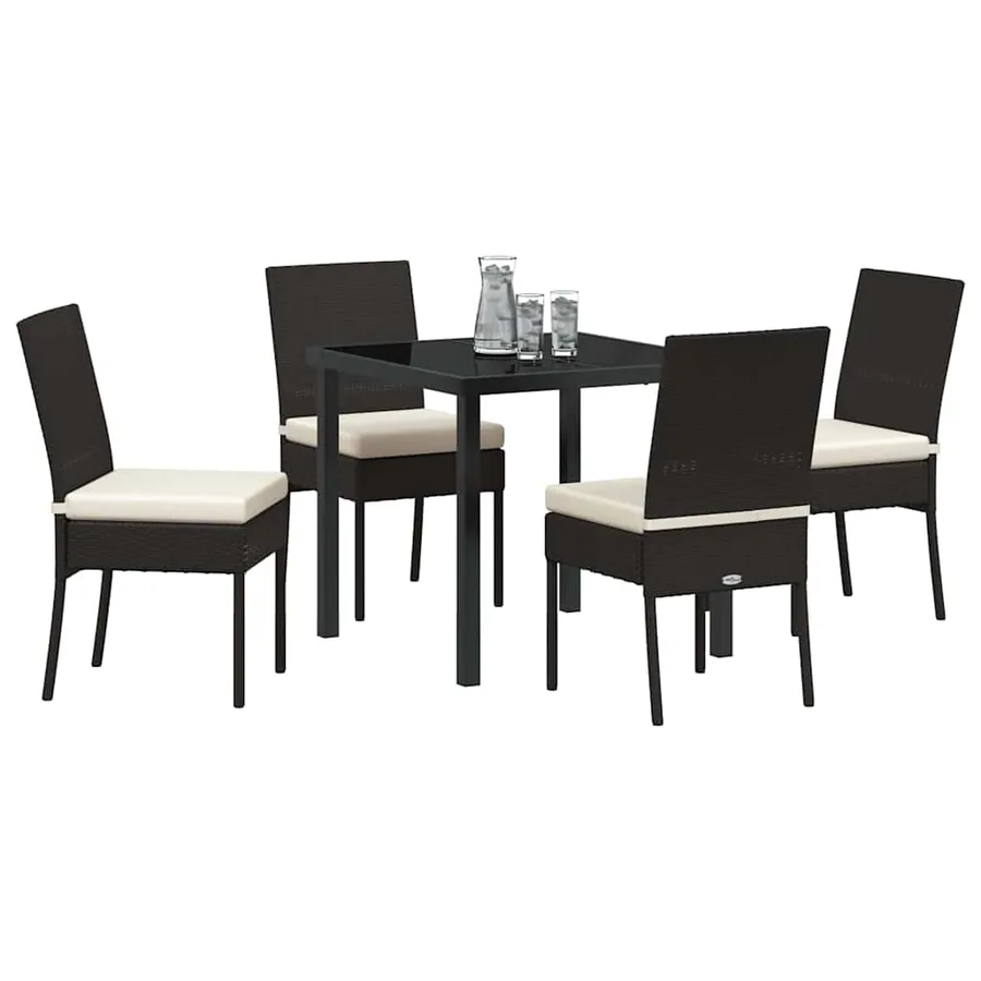 Ensemble de salle à manger pour jardin 5 pcs Noir - 3
