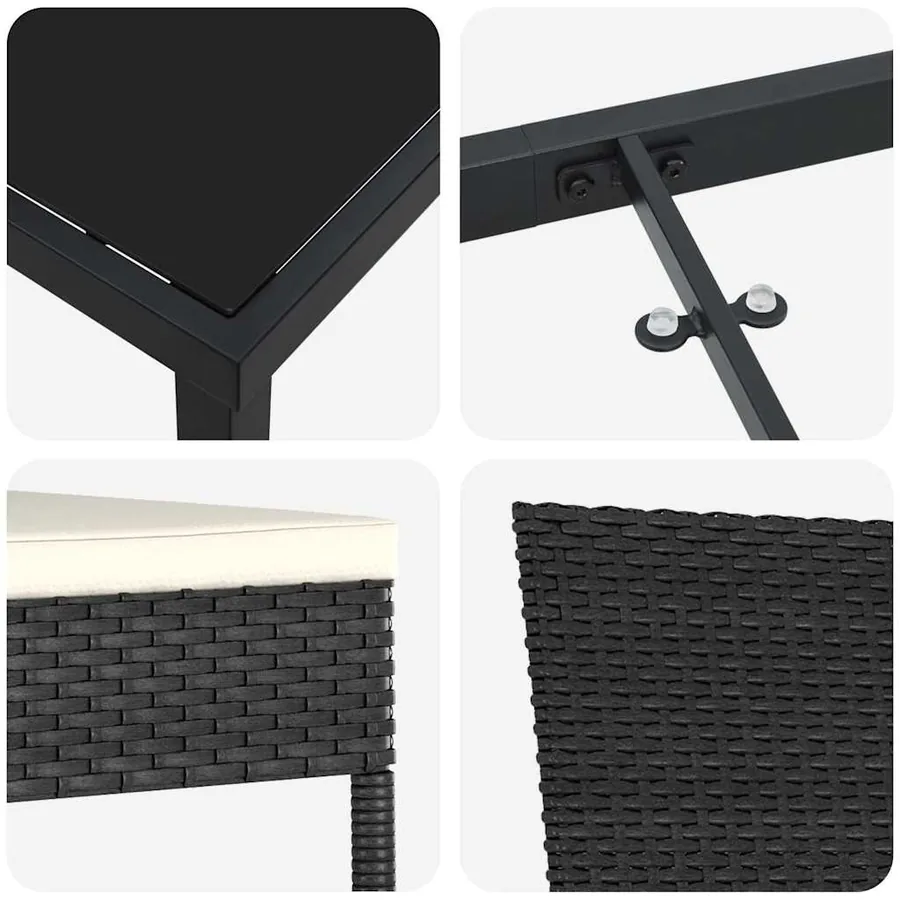 Ensemble de salle à manger pour jardin 5 pcs Noir - 9