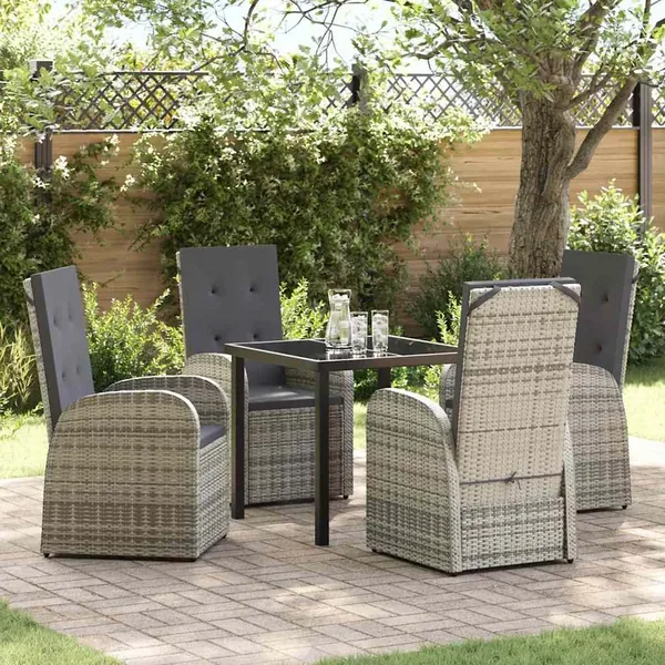 Ensemble de salle à manger pour jardin 5 pcs Gris polyrotin