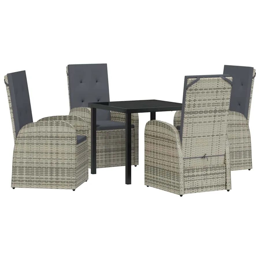 Ensemble de salle à manger pour jardin 5 pcs Gris polyrotin - 2