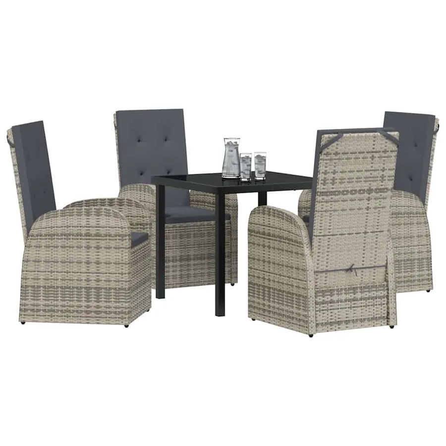Ensemble de salle à manger pour jardin 5 pcs Gris polyrotin - 3